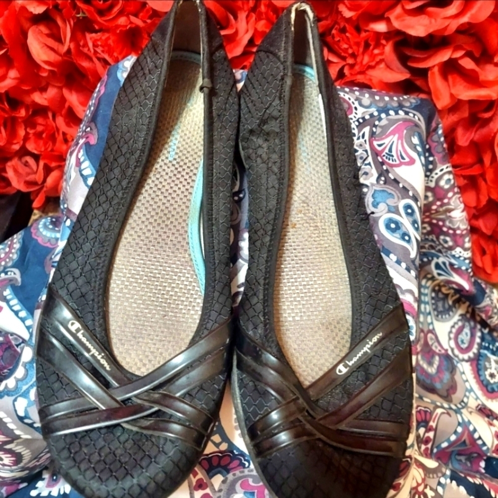 Womens Size 9 Champion Black Slip ons